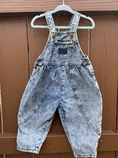 Vintage Oshkosh B  gosh Vestbak Denim Acid Wash Overalls USA 2T Flaw