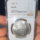 1887 Morgan Silver Dollar $1 MS 64 NGC 8690282-041 Philadelphia