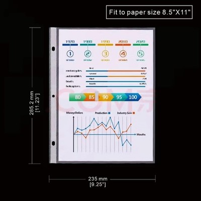 8.5 x 11 Top Load Page Protectors 100 Pack 3 Ring Binder Protectors for Sheets