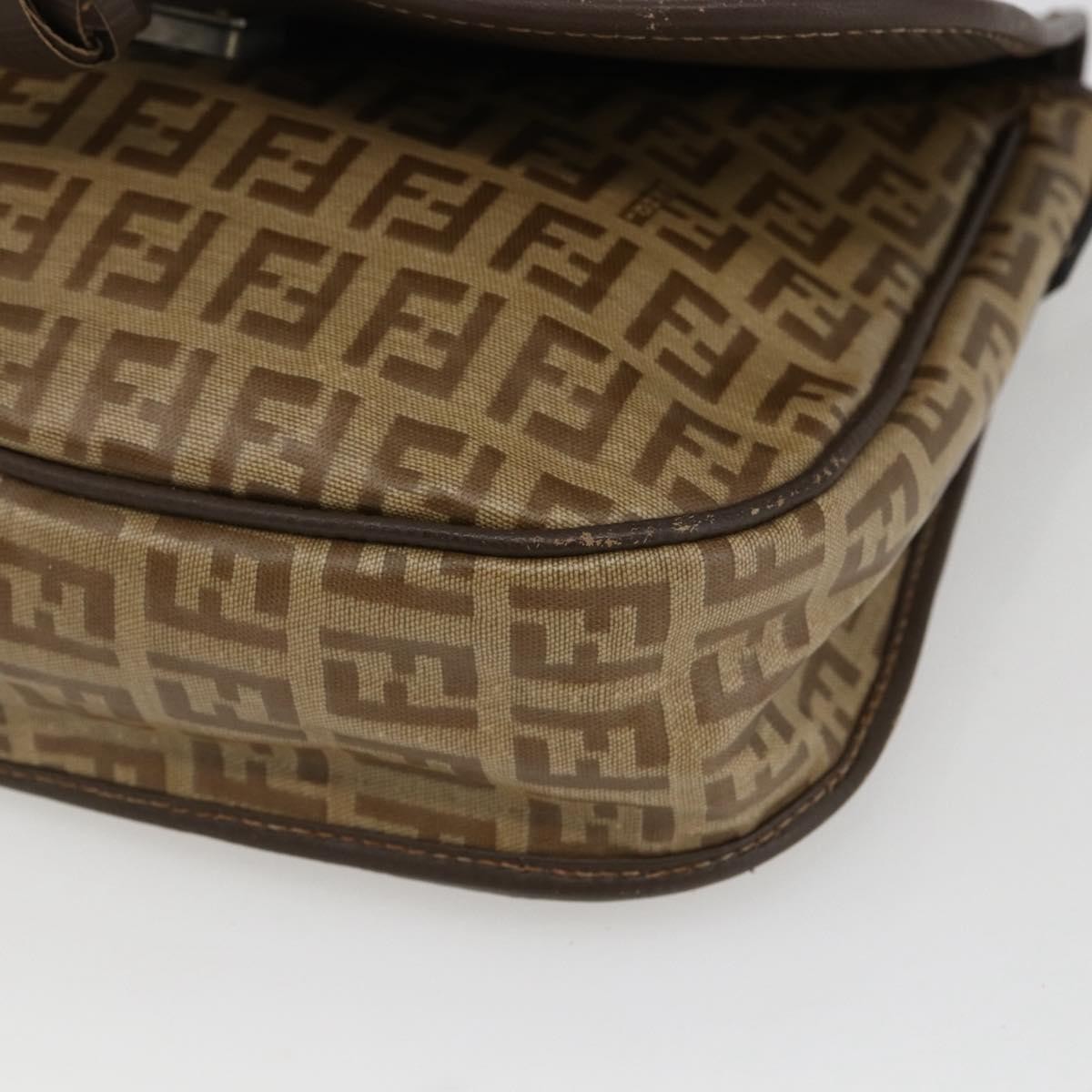 FENDI Zucchino Canvas Shoulder Bag Coated Canvas Beige Silver Auth 169510 thumbnail 10