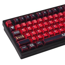 135-Key Manga Anime Keycaps Set, Black Red PBT Keycaps, Cherry Profile, Dye-S...