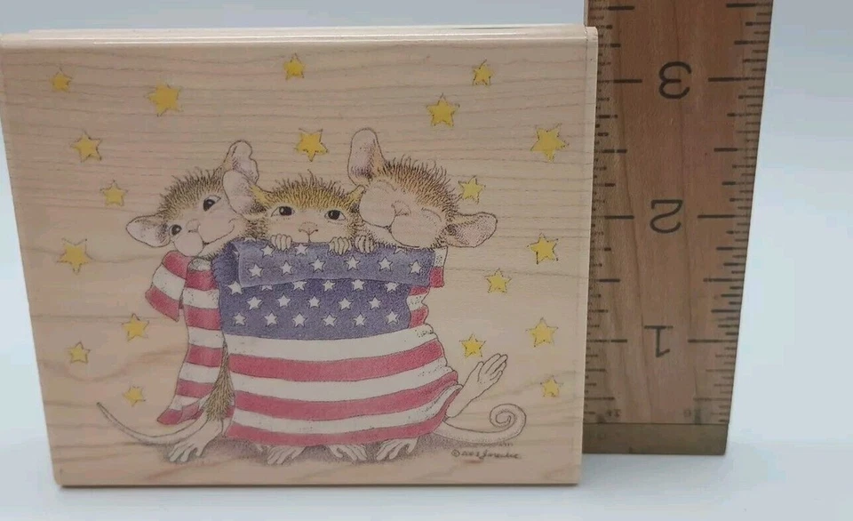 Sello de ratón de casa envoltura patriótica Amanda Maxwell Mudpie 4 de julio bandera HMKR1005 Foto 2 de 4