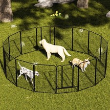 16 Panels Heavy Duty Metal Playpen with Self-Locking Gate, Extra Tall 40' Dog Fe