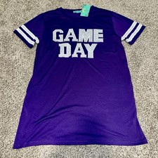 NEW Purple Game Day T-Shirt Dress Size L Sequence Sunshine & Rodeos