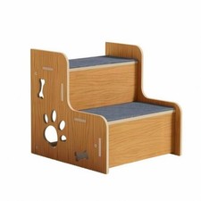 Wooden Pet Stairs with Carpeted Steps Sturdy Furniture Safe for High Bed, Sofa