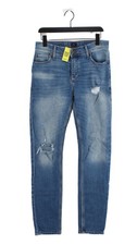 River Island Women's Jeans W 30 in Blue Cotton with Elastane Straight