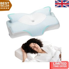 Ergonomic Neck Pillow – Blue Memory Foam for Side/Back/Stomach Sleepers