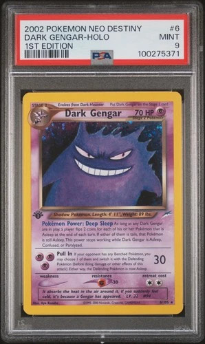 2002 Pokemon Neo Destiny 1st Edition Dark Gengar Holo #6/105 PSA 9