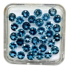 VVS 15 Pcs Natural London Blue Topaz 4mm Round Cut Loose Gemstone Wholesale Lot