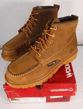 Wolverine Men's Floorhand Moc Mid Soft Toe WP Tan Work Boot Size 9 M New