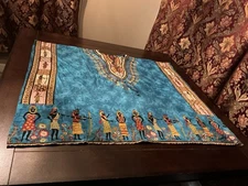 Polyester Dashiki poncho caftan Colorful African Cultural figures drawstring,