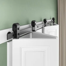 60" Bifold Sliding Barn Door Hardware Kit 5ft Top Mount Bi-Folding Track Kit ...