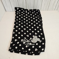 Disney Parks World Resort Minnie Mouse Scarf Black White Silver Signed Polka Dot