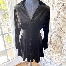 ZARA long Sleeve Black Velvet Dress NEW Small
