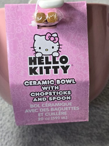 Hello Kitty Ceramic Bowl Strawberry with Chopsticks and Spoon - Picture 4 of 7