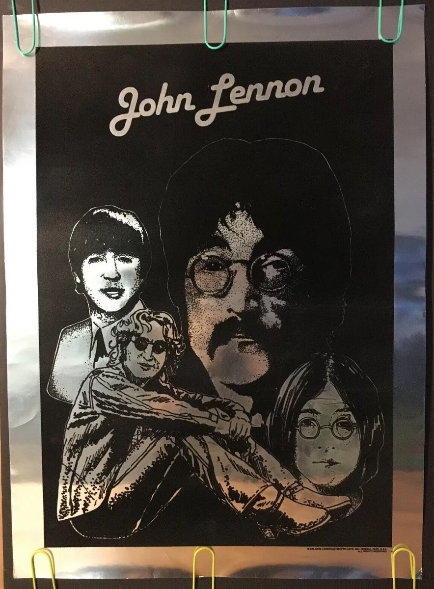 Original Vintage Poster 1980 John Lennon Silver Velvet 80s Retro