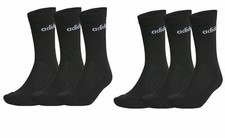 Image of Adidas 6 Pack boys girls juniors crew Logo Socks Black UK size 1 - 3 EU 34 36