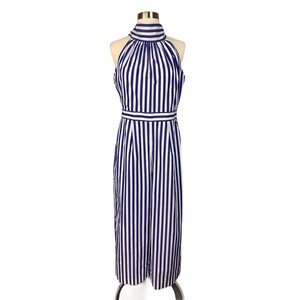 j crew stripe halter wide leg jumpsuit