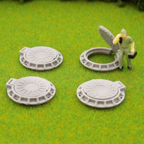 HO Scale 4 pc Manhole Access Hatch Lid is micro hinged to outer ring. Miniatures - Picture 1 of 4