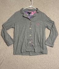 Ralph Lauren Women s Pajama Top Size L Gray Button-Down Long Sleeve Plaid