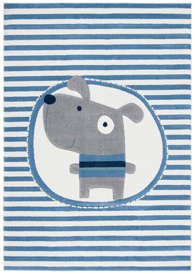 Carousel Kids Collection Accent Rug - 2' x 3', Ivory & Blue, Stripe Design, N...
