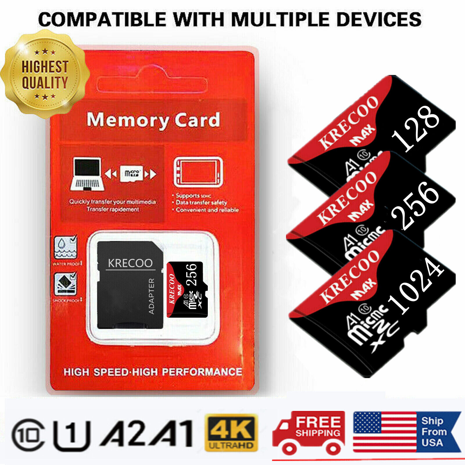 100% Wholesale 2gb 64GB 128GB 256GB Flash TF Memory Cards Class 10 U3 A1  Memory Custom Printing LOGO Micro SD Card