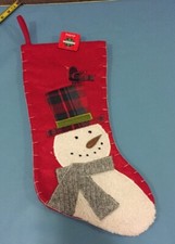 Multi Color Snowman With Cardinal CHRISTMAS STOCKING 18" December Home