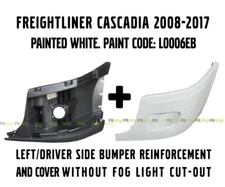 Freightliner Cascadia Bumper Left Side Reinforcement & Cover Painted White