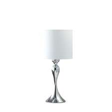 25 Silver Sleek Table Lamp With Off White Drum Shade