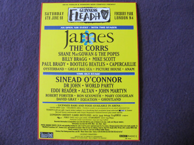 FLEADH 1998 - THE CORRS SHANE MACGOWAN DR JOHN JAMES ETC - PROMO POSTCARD (PC 5)