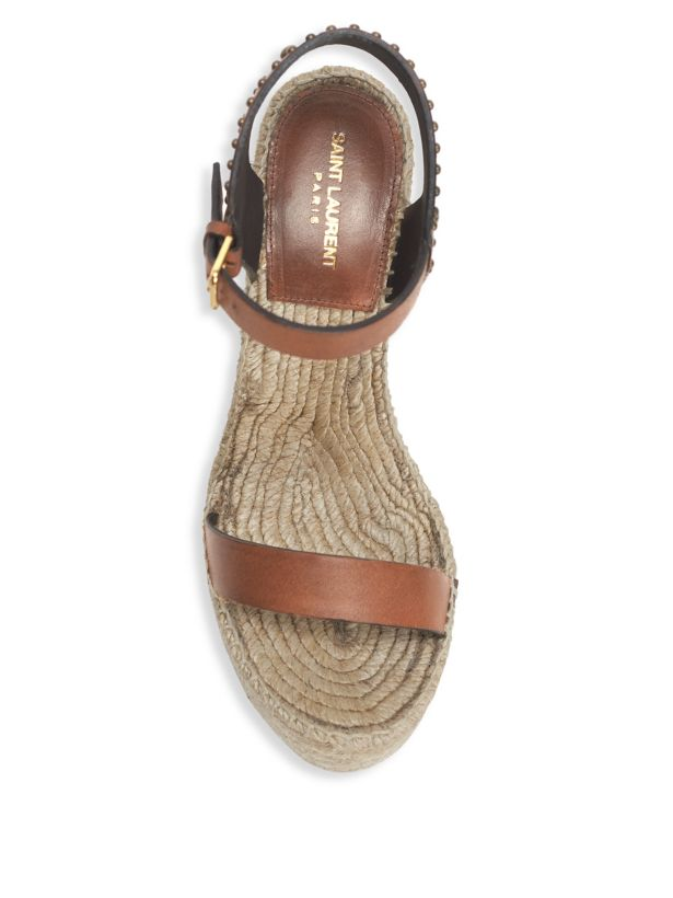 Sandali espadrillas Saint Laurent in pelle con zeppa plateau 42 prezzo al pubblico consigliato: $ 895 00