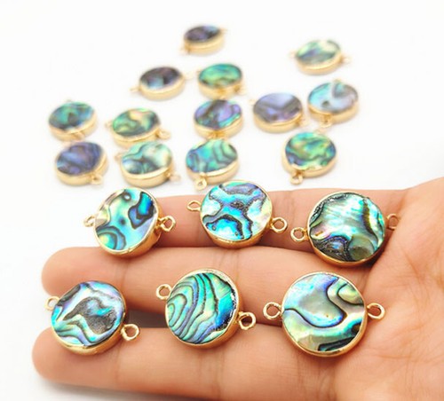 Natural Coin Abalone Shell Links Connector Charms jewelry making beads | eBay