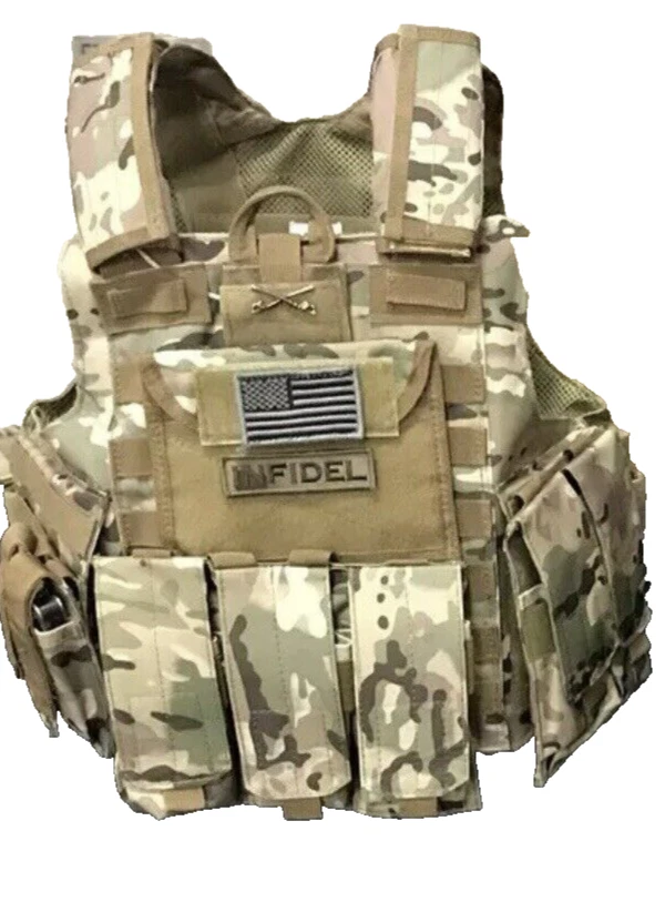GREEN2 TACTICAL Multicam Tactical Vest Plate Carrier With Plates- 2 10x12 curved Plates