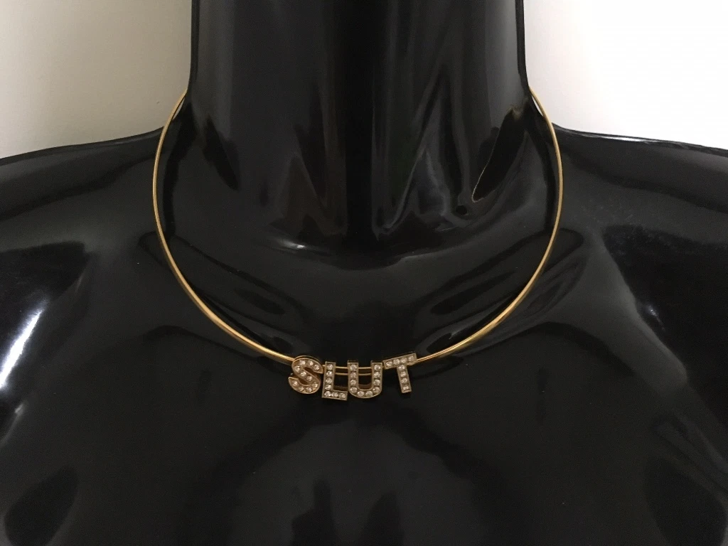 SLUT Solid Neck Band Necklace Jewellery Jewelry Sexy Hotwife Slut