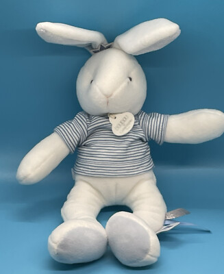 DouDou Et Compagnie Plush Bunny Rabbit Security Lovey Blue Shirt Pellets READ