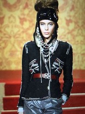 CHANEL VINTAGE 09A PARIS-MOSCOW TWEED BLACK JEWELED JACKET CUFFS BELT 42-40 $16K