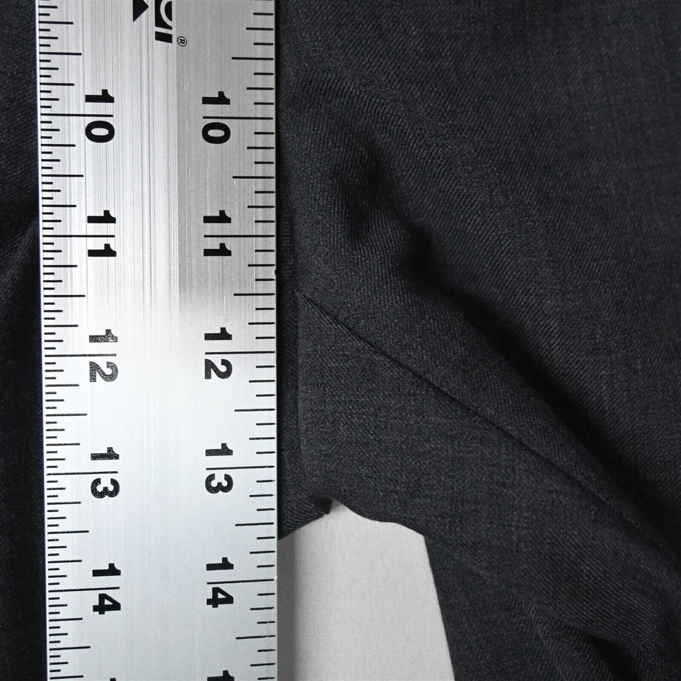 Pantalones de vestir Enro 38x32 gris pierna recta 100 % lana para hombre Foto 3 de 4