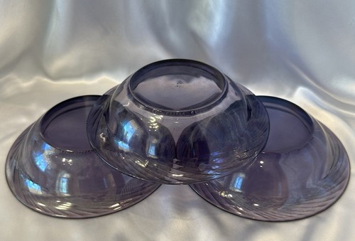 Pyrex Festiva Amethyst Glass Soup/Salad Bowl W/Swirl Rim 7.5" Set Of 3 - Picture 12 of 16