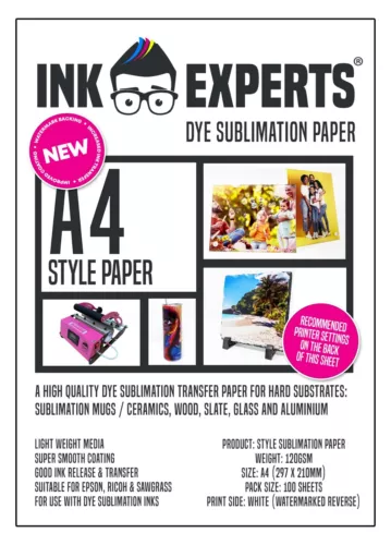 A4 Style 120g Sublimation Heat Transfer Paper 100 Sheet for hard substrate