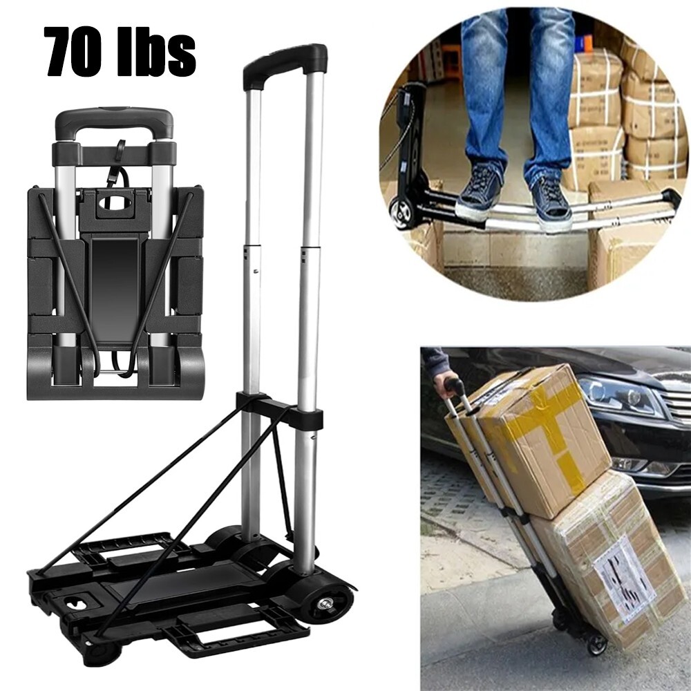 Compact Heavy Duty Cart Truck Platform Lightweight Portable Flatbed 6 Wheel Dolly Folding Shopping Luggage Hand Trolley