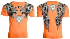 ARCHAIC by AFFLICTION Orange RIDE IT Wings Short Sleeve Slim Fit Y2K T-shirt NWT
