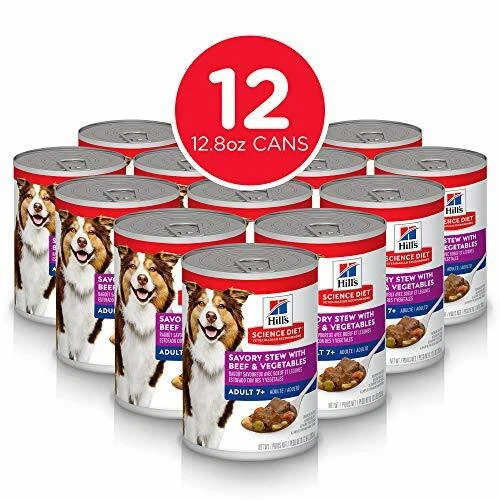 Hill's Science Diet Wet Dog Food Adult 7+ Stew Beef 12.8 oz 12 Pack