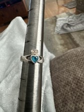 Size 7 Sterling 925 Silver Ring Blue Heart Stone