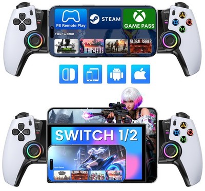 One-Piece Handheld Game Controller for Nintendo Switch 1/2/OLED,Android/iPhone
