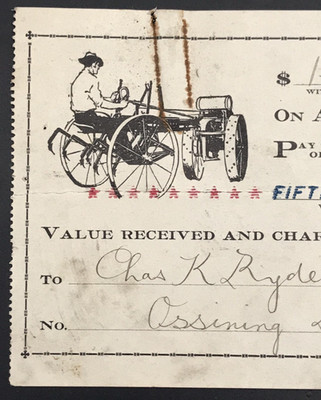 1915 Universal Tractor Mfg Co Cancelled Check Columbus OH Ohio 3.5x8 Ossining NY