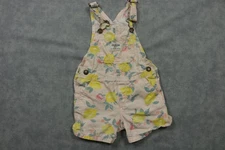 OshKosh B'gosh Overalls Toddler Girls 2T Pink Lemon Print Shortalls Romper