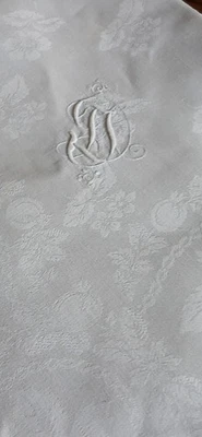 Antikes TAFELTUCH 130×330 cm LEINEN Monogramm Top erhalten Tischdecke - Bild 1 von 4