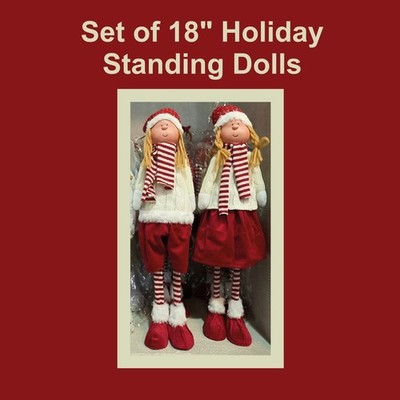 Set of 18'' Stand Alone Holiday Christmas Dolls Decoration (2 Dolls Included)