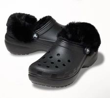 Crocs Classic Platform Fuzz Lined Clog Women Size 10