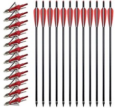 Lot de 12 boulons d'arbalète carbone 20 pouces et pack de 12 têtes larges de chasse, voiture...